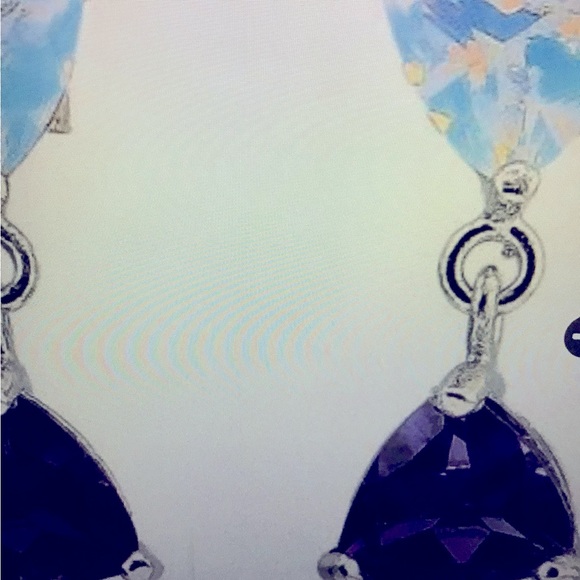 Stunning women’s 14k white gold 2CTW Amethyst & 1.22 CTW Opal Designer Earrings - Picture 3 of 3